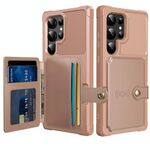 Per Samsung Galaxy S24 Ultra 5G Portafoglio Magnetico con Porta Carte in Pelle Custodia per Telefono (Oro Rosa)