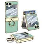 Per Samsung Galaxy Z Flip6 GKK Custodia per telefono in pelle con texture Litchi elettrolitica integrata con anello (verde)