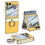 Per Samsung Galaxy Z Flip6 GKK Custodia per telefono in pelle con texture litchi elettrolitico integrata con anello (giallo)
