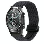 Per Ticwatch Pro 2021 22mm cinturino per orologio intrecciato con fibbia magnetica (nero grigio)