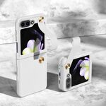 Per Samsung Galaxy Z Flip6 Custodia per telefono con cinturino in pelle ultrasottile per PC a copertura totale (bianca)