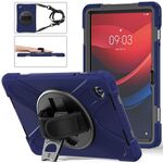 Per Lenovo Tab M11 /Xiaomi Pad 11 2024 Supporto girevole Custodia ibrida in silicone per PC tablet con tracolla (blu navy)