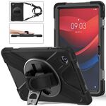 Per Lenovo Tab M11 /Xiaomi Pad 11 2024 Supporto girevole Custodia ibrida in silicone per PC tablet con tracolla (nero)