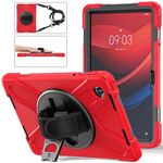 Per Lenovo Tab M11 /Xiaomi Pad 11 2024 Custodia girevole per tablet PC ibrida in silicone con tracolla(Rosso)