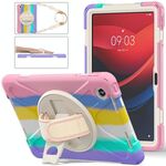 Per Lenovo Tab M11 /Xiaomi Pad 11 2024 Supporto girevole Custodia ibrida in silicone per PC tablet con tracolla (rosa colorato)