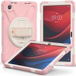 Per Lenovo Tab M11 /Xiaomi Pad 11 2024 Supporto girevole Custodia ibrida in silicone per PC tablet con tracolla (rosa)