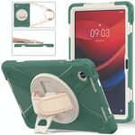 Per Lenovo Tab M11 /Xiaomi Pad 11 2024 Supporto girevole Custodia ibrida in silicone per PC tablet con tracolla (verde smeraldo)