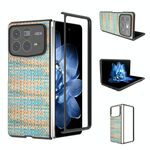 Per Xiaomi Mix Fold 4 Custodia per telefono in PU con trama a reticolo e colore della cornice nera (blu)