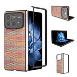 Per Xiaomi Mix Fold 4 Custodia per telefono in PU con trama a reticolo e colore della cornice nera (mandarino)