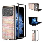 Per Xiaomi Mix Fold 4 Custodia per telefono in PU con trama a reticolo e colore della cornice nera (rosa)