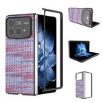 Per Xiaomi Mix Fold 4 Custodia per telefono in PU con trama a reticolo e colore della cornice nera (viola)