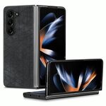 Per Samsung Galaxy Z Fold6 Custodia per telefono con cover posteriore in pelle geometrica (nera)