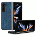 Per Samsung Galaxy Z Fold6 Custodia per telefono con cover posteriore in pelle geometrica (blu)