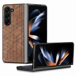 Per Samsung Galaxy Z Fold6 Custodia per telefono con cover posteriore in pelle geometrica (marrone)
