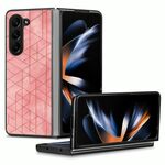 Per Samsung Galaxy Z Fold6 Custodia per telefono con cover posteriore in pelle geometrica (rosa)