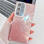 Per Samsung Galaxy S24 FE 5G Custodia per telefono in TPU con texture glitterata e pellicola per lenti (filato di piume rosa)