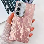 Per Samsung Galaxy S24 FE 5G Custodia per telefono in TPU con texture glitterata e pellicola per lenti (grinze rosa)