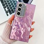 Per Samsung Galaxy S24 FE 5G Custodia per telefono in TPU con texture glitterata e pellicola per lenti (rughe viola)