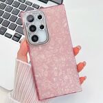 Per Samsung Galaxy S24 FE 5G Custodia per telefono in TPU con texture glitterata e pellicola per lenti (modello a conchiglia rosa)