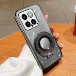 Per Xiaomi 14 Custodia per telefono in TPU con supporto rotondo con glitter sfumato placcato (nero)