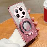 Per Xiaomi 13 Ultra placcato Gradient Glitter Round Holder TPU Phone Case (Rosa)