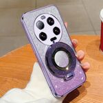 Per Xiaomi 13 Ultra placcato Gradient Glitter Round Holder TPU Custodia per telefono (viola)