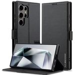 Per Samsung Galaxy S24 Ultra 5G LC.IMEEKE L1 Series Custodia per telefono in PU con texture fine e smerigliata (nero)