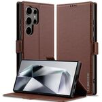 Per Samsung Galaxy S24 Ultra 5G LC.IMEEKE L1 Series Custodia per telefono in PU con texture fine e smerigliata (marrone)
