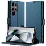 Per Samsung Galaxy S24 Ultra 5G LC.IMEEKE L1 Series Custodia per telefono in PU con texture fine e smerigliata (blu)