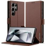 Per Samsung Galaxy S22 Ultra 5G LC.IMEEKE L1 Series Custodia per telefono in PU con texture fine e smerigliata (marrone)