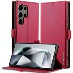 Per Samsung Galaxy S22 Ultra 5G LC.IMEEKE L1 Series Custodia per telefono in PU con texture fine e smerigliata (rosso)