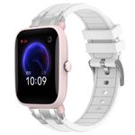 Per Amazfit Pop Pro Quick Release Silver Buckle 20mm Royal Silicone Watch Band (Bianco)