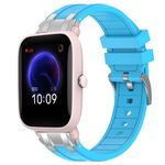 Per Amazfit Pop Pro Quick Release Silver Buckle 20mm Royal Silicone Watch Band (Celeste)
