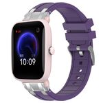 Per Amazfit Pop Pro Quick Release Silver Buckle 20mm Royal Silicone Watch Band (Viola)