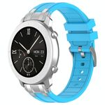 Per Amazfit Pop Quick Release Silver Buckle 20mm Royal Silicone Watch Band (Celeste)