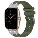 Per Amazfit GTS 2 Quick Release Silver Buckle 20mm Royal Silicone Watch Band (verde oliva)