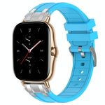 Per Amazfit GTS 2 Quick Release Silver Buckle 20mm Royal Silicone Watch Band (Celeste)