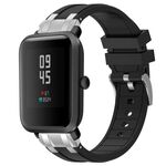 Per Amazfit Bip Lite Quick Release Silver Buckle 20mm Royal Silicone Watch Band (Nero)