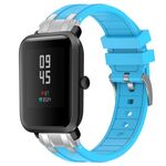Per Amazfit Bip Lite Quick Release Silver Buckle 20mm Royal Silicone Watch Band (Celeste)