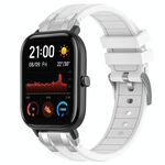 Per Amazfit GTS Quick Release Silver Buckle 20mm Royal Silicone Watch Band (Bianco)