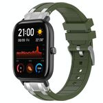 Per Amazfit GTS Quick Release Silver Buckle 20mm Royal Silicone Watch Band (verde oliva)