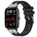 Per Amazfit GTS Quick Release Silver Buckle 20mm Royal Silicone Watch Band (Nero)