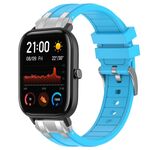Per Amazfit GTS Quick Release Silver Buckle 20mm Royal Silicone Watch Band (Celeste)
