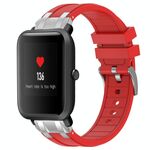 Per Amazfit Bip Quick Release Silver Buckle 20mm Royal Silicone Watch Band (Rosso)