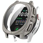 Per Samsung Galaxy Watch 7 44mm PC + Pellicola temperata Custodia protettiva per orologio integrata (colore acciaio titanio)