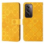 Per OPPO Reno12 Pro Custodia per telefono in pelle con motivo in rilievo in stile etnico globale (giallo)