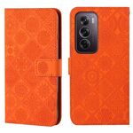 Per OPPO Reno12 Pro Custodia per telefono in pelle con motivo in rilievo in stile etnico globale (arancione)