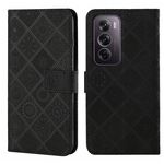 Per OPPO Reno12 Pro Custodia per telefono in pelle con motivo in rilievo in stile etnico globale (nero)