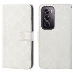 Per OPPO Reno12 Pro Custodia per telefono in pelle con motivo in rilievo in stile etnico globale (bianco)