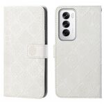 Per OPPO Reno12 5G Custodia per telefono in pelle con motivo in rilievo in stile etnico globale (bianco)